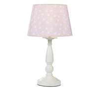 LITECRAFT Glow Polka Dot Table Lamp Bedside LED with Pink Fabric Shade - White
