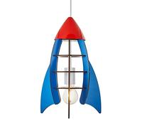 LITECRAFT Glow Rocket Ceiling Pendant Children's Bedroom E27 1 Light - Blue