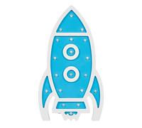 LITECRAFT Glow Rocket Table Lamp LED Child's Bedroom Wooden Light - Blue, White