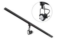 Litecraft Greenwich Black 1 Head 1M Straight Kitchen Track Light With Led Bulbs