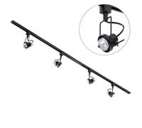 Litecraft Kitchen Track Light with Greenwich Fixture & GU10 LED Bulbs - (Black, 2M 4 Light)