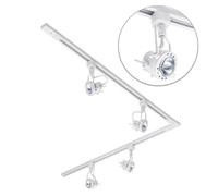 Litecraft Greenwich White 4 Head 2M L Shape Kitchen Track Light With Led Bulbs