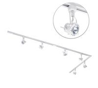 Litecraft Greenwich White 6 Head 3M Long L Shape Kitchen Track Light With Led Bulbs