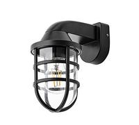 LITECRAFT Hamo Wall Light Outdoor Garden IP44 Rated E27 Caged Lantern - Black