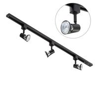 Litecraft Harlem Black 3 Head 1M Straight Kitchen Track Light With Led Bulbs