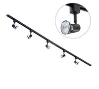 Litecraft Harlem Black 5 Head 2M Straight Kitchen Ceiling Light With Led Bulbs