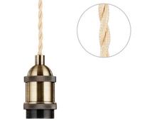 Litecraft Industrial Style Antique Brass Braided Champagne Cable Ceiling Pendant