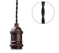 Litecraft Industrial Style Antique Bronze Braided Black Cable Ceiling Pendant