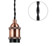 Litecraft Industrial Style Antique Copper Braided Black Cable Ceiling Pendant