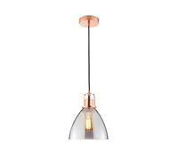 LITECRAFT Indy Ceiling Diner Pendant Smoke Tinted Glass Shaded 1 Light - Copper