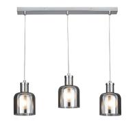 LITECRAFT Irvine Ceiling Diner Pendant Smoke Shaded 3 Light - Polished Chrome