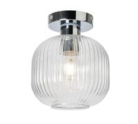 LITECRAFT Karson Ceiling Light Bathroom Ribbed Glass Flush Mount - Polished Chrome