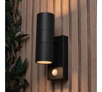 Litecraft Kenn Black Up And Down Outdoor Wall Light With Pir Sensor