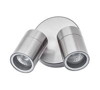 LITECRAFT Kenn Classic Style Twin Adjustable Outdoor 2 Light Wall Spotlight in Stainless Steel Garden Lighting
