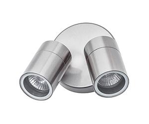 LITECRAFT Kenn Classic Style Twin Adjustable Outdoor 2 Light Wall Spotlight in Stainless Steel Garden Lighting