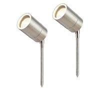 LITECRAFT Kenn Spike Spotlight Outdoor IP44 Fitting in Stainless Steel - 2 Pack