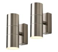 LITECRAFT Kenn Stainless Steel Outdoor Wall Lights, 2 Pack