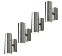 LITECRAFT Kenn Up & Down Outdoor IP44 Rated Wall Lights in Stainless Steel - 4 Pack