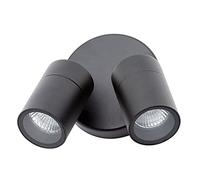LITECRAFT Kenn Wall Spotlight Outdoor Adjustable Garden GU10 Twin Light - Black