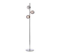LITECRAFT Laszlo Floor Lamp 3 Light with Smoke Tint Ball Shade - Polished Chrome