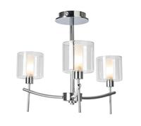 LITECRAFT Laverne Ceiling Light Bathroom Semi Flush Mount 3 Arm - Polished Chrome