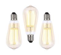 LITECRAFT Light Bulb 6 Watt E27 Edison Screw LED Filament Teardrop Fitting in Gold Tint - 3 Pack