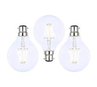 LITECRAFT Light Bulb B22 Bayonet Cap 4 Watt LED Filament Globe LED - Clear (Pack of 3)