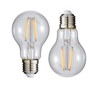 LITECRAFT Light Bulb E27 Edison Screw 6 Watt Dimmable Natural White LED GLS in Clear - 2 Pack