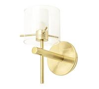 LITECRAFT Lincoln Wall Light Bathroom 1 Arm with Clear Glass Shade - Satin Brass