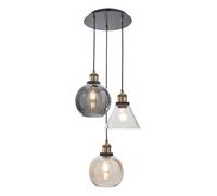 LITECRAFT Lula Ceiling Pendant Industrial Style Cluster 3 Light - Brass, Bronze