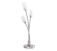 LITECRAFT Macti Table Lamp 3 Arm Base with Cut Glass Shades - Satin Nickel