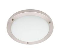 LITECRAFT Mari Flush Mount Large Bathroom IP44 Ceiling Light - Satin Nickel