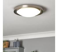 Litecraft Mari Satin Nickel 18W Large Led Flush Bathroom Ceiling Light