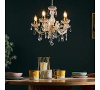 LITECRAFT Marie Therese Chandelier Ceiling Light Crystal Effect 5 Arm - (Gold)