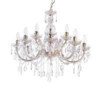 LITECRAFT Marie Therese Chandelier Ceiling Light Crystal Effect 12 Arm - (Gold)