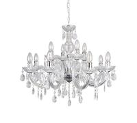LITECRAFT Marie Therese Chandelier Ceiling Light Crystal Effect 12 Arm - (Polished Chrome)