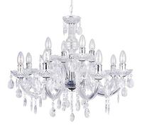 LITECRAFT Marie Therese Chandelier Ceiling Light Crystal Effect 12 Arm - (Polished Chrome, with LED Bulbs)