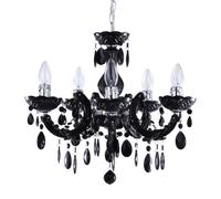 LITECRAFT Marie Therese Chandelier Ceiling Light Crystal Effect 5 Arm - (Black)