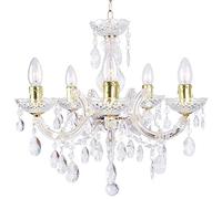 LITECRAFT Marie Therese Chandelier Ceiling Light Crystal Effect 5 Arm - (Gold)