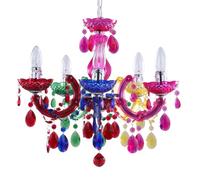LITECRAFT Marie Therese Chandelier Ceiling Light Crystal Effect 5 Arm - (Multi Coloured)