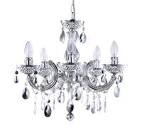 LITECRAFT Marie Therese Chandelier Ceiling Light Crystal Effect 5 Arm - (Silver)