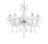 LITECRAFT Marie Therese Chandelier Ceiling Light Crystal Effect 5 Arm - (White, with LED Bulbs)
