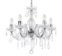 LITECRAFT Marie Therese Chandelier Ceiling Light Crystal Effect 5 Arm - (Polished Chrome)