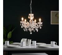 LITECRAFT Marie Therese Chandelier Ceiling Light Crystal Effect 5 Arm - (White)