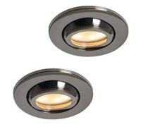 LITECRAFT Marlowe Fire Rated Tiltable Round IP65 Rated Recessed Downlights - (Black Chrome, Pack of 2)