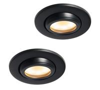 LITECRAFT Marlowe Fir Tiltable Round IP65 Rated Recessed Downlights - (Black, Pack of 2)