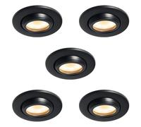 LITECRAFT Marlowe Fir Tiltable Round IP65 Rated Recessed Downlights - (Black, Pack of 5)