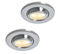 LITECRAFT Marlowe Fire Rated Tiltable Round IP65 Rated Recessed Downlights - (Polished Chrome, Pack of 2)