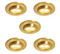 LITECRAFT Marlowe Fire Rated Tiltable Round IP65 Rated Recessed Downlights - (Satin Brass, Pack of 5)