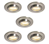 LITECRAFT Marlowe Fir Tiltable Round IP65 Rated Recessed Downlights - (Satin Nickel, Pack of 5)